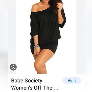 Babe society Elena black off the shoulder tunic, large, new with tags